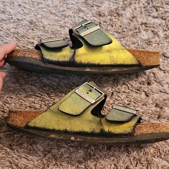 Birkenstock Arizona Metallic Green Sandals Size 39 – Well Worn, Classic Comfort - Picture 7 of 8